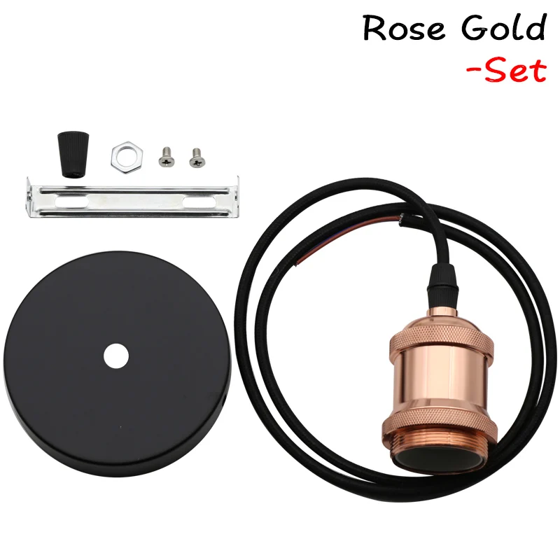 Rose Gold Set Держатель лампы E27 220 В алюминиевая розетка Ретро Эдисона держатель лампы Базовый винт винтажная промышленная лампа накаливания - Color: Rose Gold Set