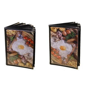 

2 Pcs Transparent Restaurant Menu Covers for A4 Size Book Style Cafe Bar 10 Pages 20 View & 8 Pages 16 View