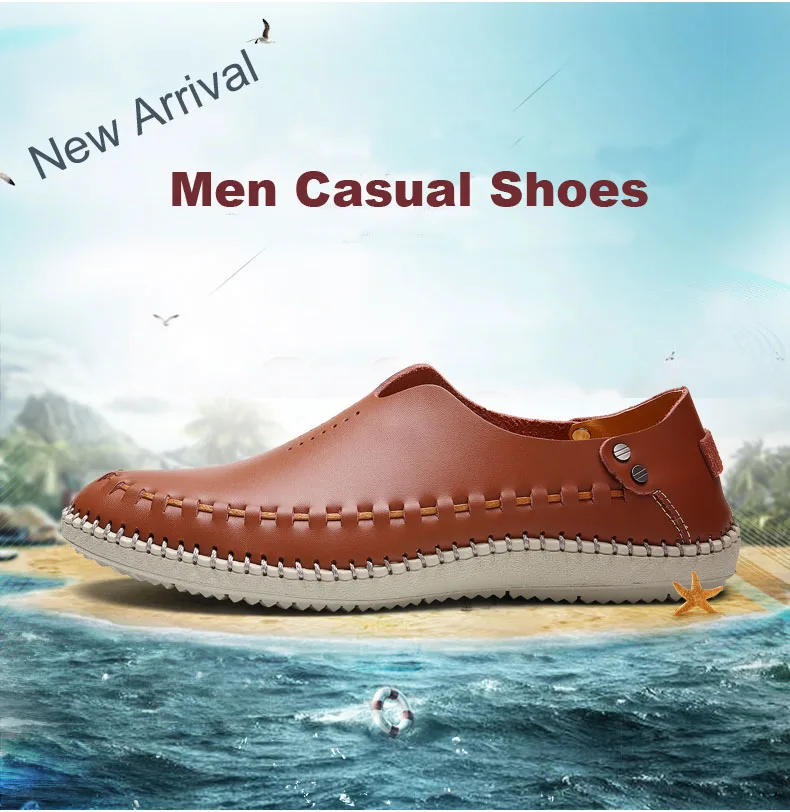 Couro masculino sapato casual moda respirável mocassins