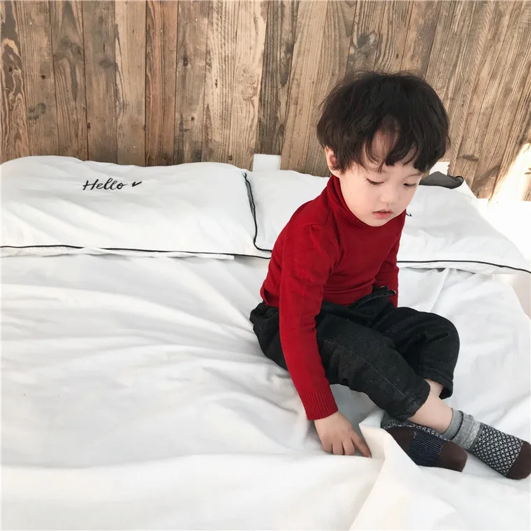 20181 Autumn And Winter New Style Childrenswear Children High Collar Knitted Sweater Base Shirt Girls Slim Fit Knitted Pullover