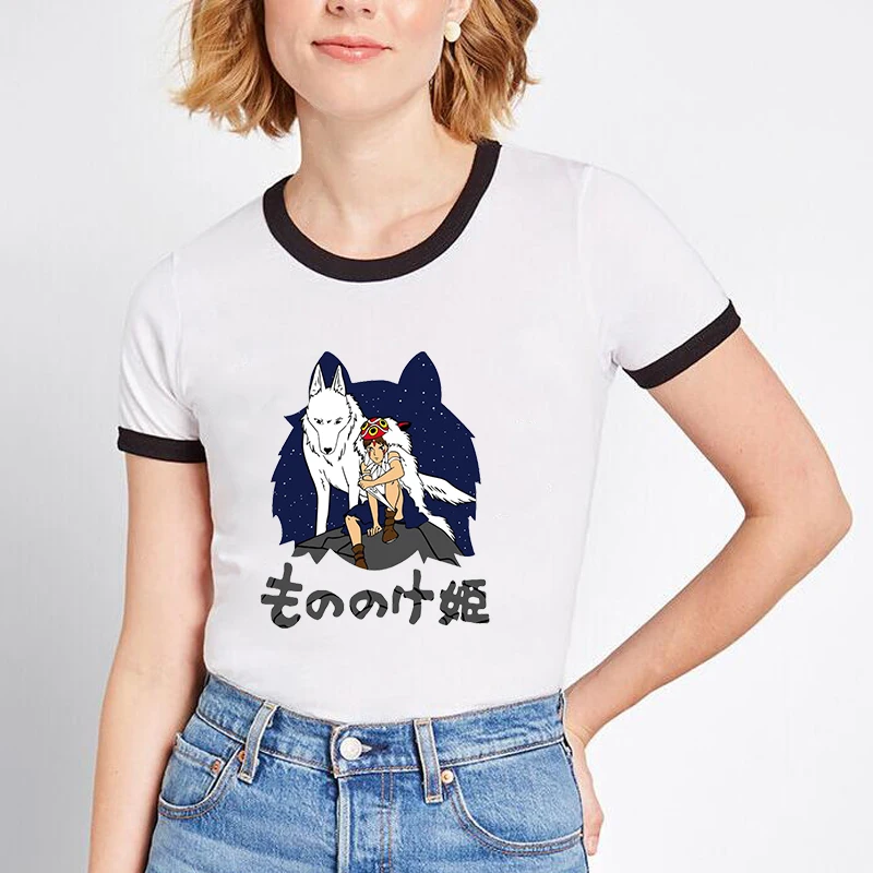 Kill The Humans Save Forest Mononoke-Hime Vintage T Shirt Women Fashion Japanese Style Streetwear Anime Graphic Tees | Женская одежда
