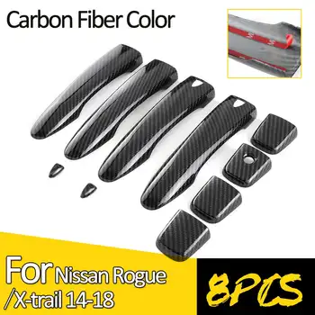 

8Pcs Carbon Fiber Color ABS Car Side Door Handle Cover Trim Sticker For Nissan Qashqai Rogue X-trail 2014 2015 2016 2017 2018