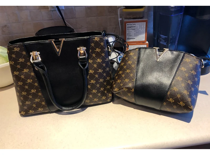 2PC Shoulder Bag vermers Lady Handbags Satchel Bag Tote Purse Fashion Leather Snake-like Shoulder Strap