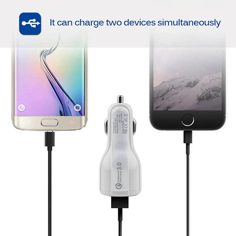 Быстрая зарядка QC3.0 USB Автомобильное зарядное устройство для Xiaomi Mi 9 huawei P30 сдвоенный USB 3.1A автомобильное зарядное устройство для телефона