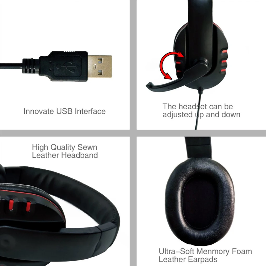 USB проводные Игровые наушники, Регулируемый регулятор громкости, наушники, стерео звук, шумоподавление, гарнитура с микрофоном