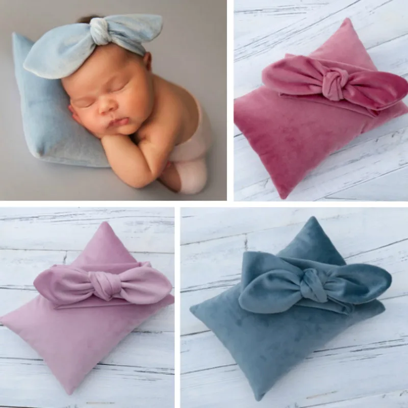 

Newborn Photography Props Velvet Baby Headband Pillows Sets Infant Photo Shoot Accessories Soft Material Colorful Creative Props