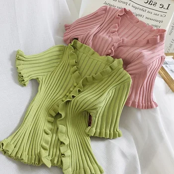 

Cropped Knitted Sweater Cardigan Women 2020 Summer V-Neck Short Sleeve White Crop Tops Women Single Breasted Ladies Knitted Tops