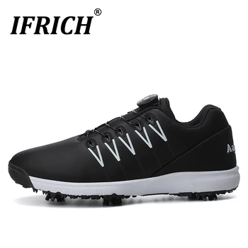 

2020 New Couples Golf Shoes Quick Lacing Unisex Leather Sport Shoes High Quality Women Men Golf Shoes Large Sizes Sneakers