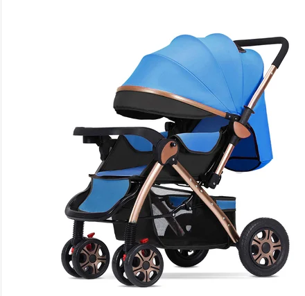 Детские коляски 2 в 1 лежащий и сидящий высокий ландшафтный светильник двухходовой складной четырехколесный амортизирующий детский автомобиль Горячая мама коляска - Цвет: C
