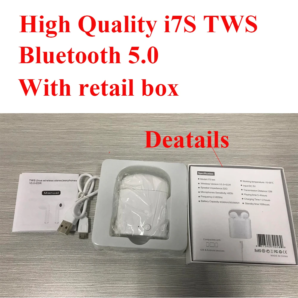 I7s TWS беспроводные Спортивные Bluetooth 5,0 наушники гарнитура с зарядным устройством беспроводные наушники для iPhone samsung huawei Xiaomi телефон