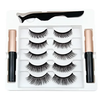 

Extension Waterproof Soft Reusable Long Lasting Magnetic Eyeliner False Eyelashes Set Natural Look Professional 5 Styles Liquid