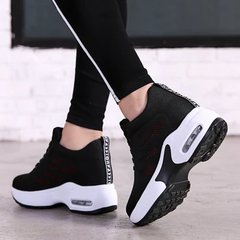 

Air Cushion Casual Shoes Women Sneakers Mesh Summer Outdoor Flats Woman Casual Shoes Fashion Solid Color Soft Bottom Black Shoes