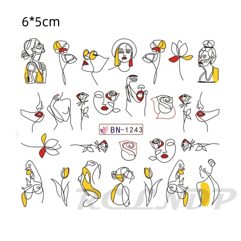 Водная наклейка для ногтей Декоративный слайдер красная роза привлекательная