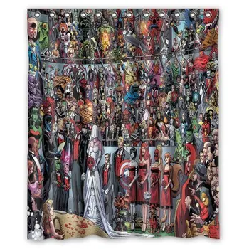 

Custom Best Anime Funny Deadpool Decoration Waterproof Polyester Fabric Bathroom Shower Curtains