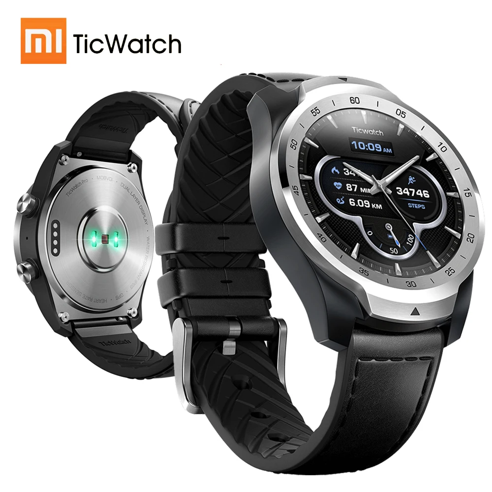 Смарт-часы Xiaomi Ticwatch Pro, Bluetooth, IP68, водонепроницаемые, с поддержкой NFC Pay men ts/Google Assistant от Google, 415 мАч, мужские умные часы