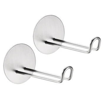 

uxcell 2pcs Adhesive Hooks Wall Hooks Stainless Steel Hanger 60mm x 120mm (D x H) for Kitchen Bags Towel Coat