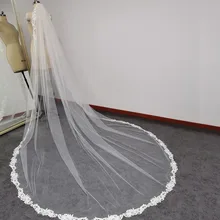 Voile de Mariage Long en dentelle, avec peigne, 3 mètres, Voile de mariée blanc ivoire, une couche, accessoires de Mariage