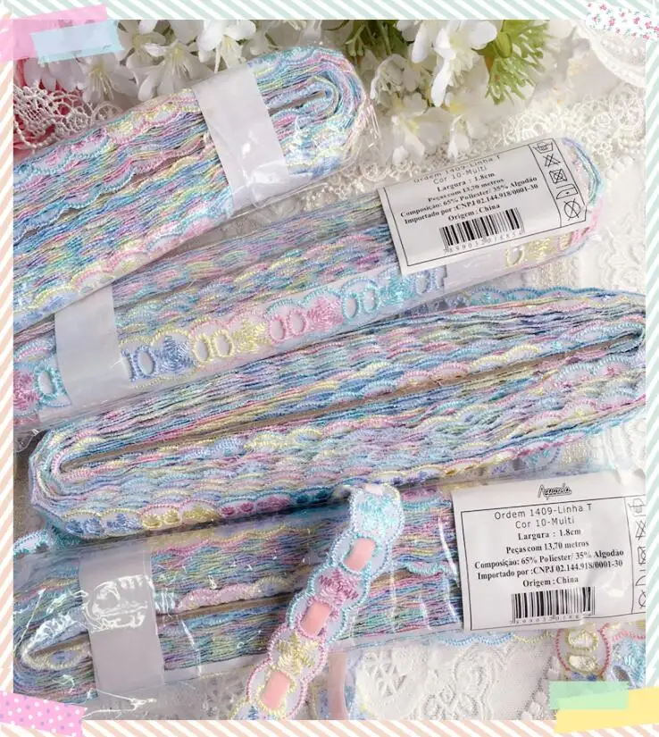 5 м/лот цветная ткань макарун полиэстер хлопок кружево вышивка кружевная сделай