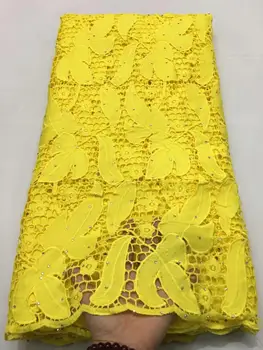 

yellow guipure lace fabric with stones 2019 high quality african swiss voile lace fabric african milk silk lace for women 5yards