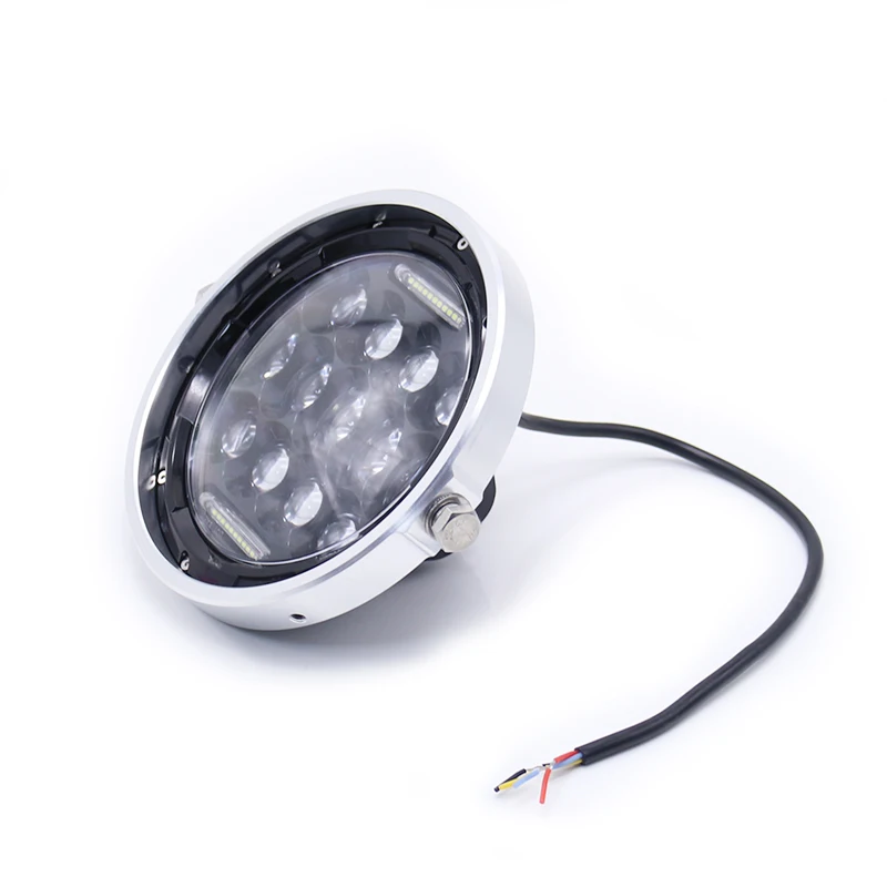 7 дюймов мотоцикл проектор светодиодный фара с белым DRL для Harley Sportster 1200 72 48 883 уличный 500 750 - Цвет: Silver