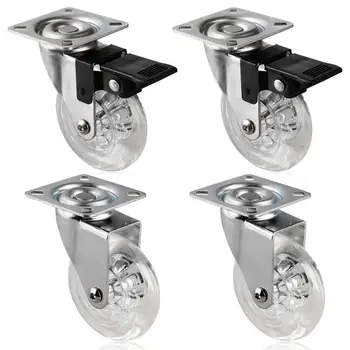 

4 x Heavy Duty 75mm Swivel Castor Wheels Trolley Furniture Caster with Brakes - Load Capacity 100kg Per Wheel (Set of 2 x Swiv