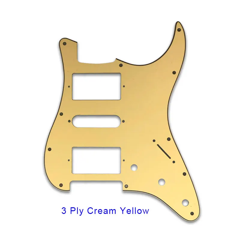 Pleroo гитарные части-для США 72' 11 монтажное винтовое отверстие Стандартный St Hsh PAF хамбакер Страт гитара накладка много цветов - Цвет: 3 Ply cream yellow