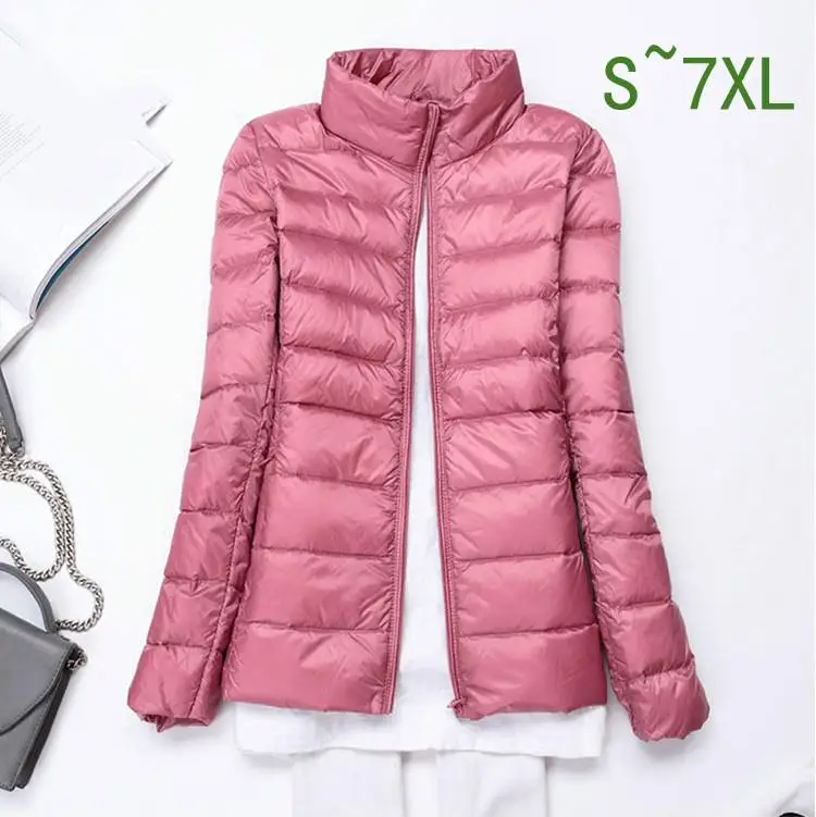 

S-7XL autumn down jacket women winter 5xl 6xl plus size ultra light down jacket large size casual warm Stand collar down jackets