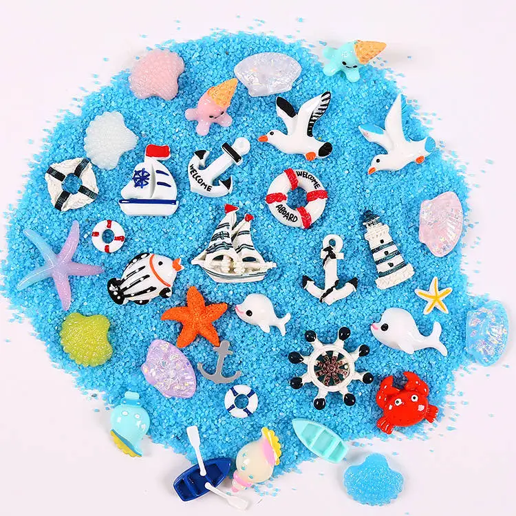 Ocean 10 Pieces 10 шт. глина "сделай сам" Амулеты с конфетами для сахара, шоколада, торт из смолы, плоская спинка слизи бусины для украшения скрапбукинга ремесла игрушки для детей - Цвет: Ocean 10 Pieces