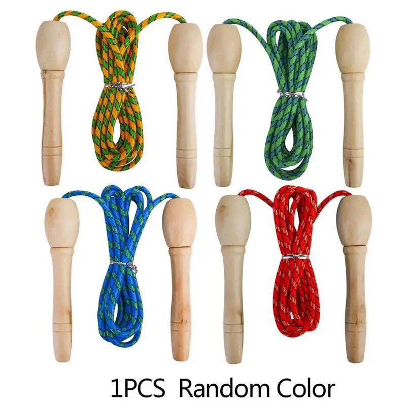 1 шт., деревянная ручка для прыжков, детское фитнес-оборудование, тренировочный спортивный скакалка, тренировочный скакалка, скорость скачка, случайный цвет - Color: A