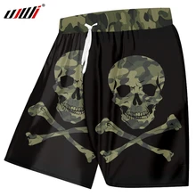 UJWI Сращивание 3D печатных Творческий камуфляж череп мужские пляжные шорты хипстер фитнес одежда мужские спандекс высокое качество шорты