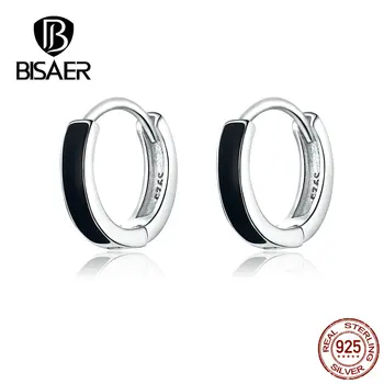 

BISAER Stud Earrings Round Shape Earrings Genuine 925 Sterling Silver Jewelry For Women Gift Enamel New High Quality HSE673