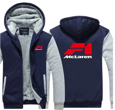 New Winter Fleece Hoodies men Zipper for Mclaren sweatshirt Casual coat male Thicken jackets Tops-01 f