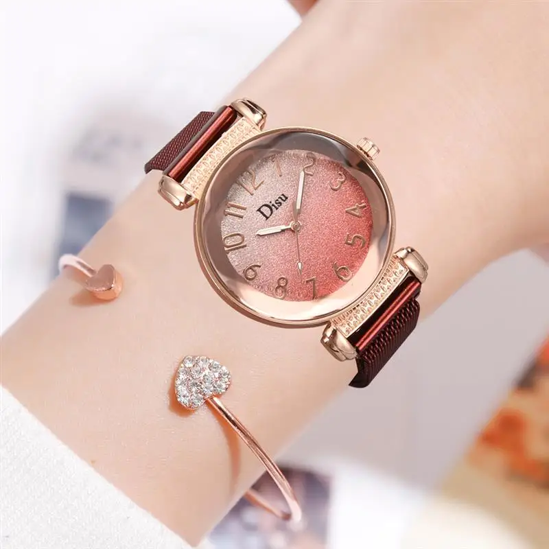 

New Arrival Women Magnetic Mesh Band Watch Luxury Stainless Steel Quartz Wristwatch Ladies Female Watches Reloj Magneticos