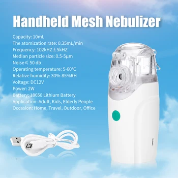 

Handheld Mesh Nebulizer Vaporiser Steam Atomizing Humidifier M-edicine Inhaler Atmoizer with Masks for Kids Adult Asthma
