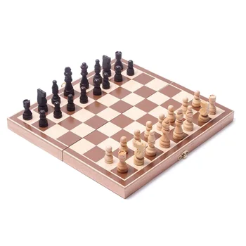 

Portable Chess Children’s Educational Toys Folding Storage Wooden Parquet Chess New Quality