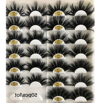 

Faux 50 pairs 3d mink lashes Wholesales 25 Mm Mink Eyelashes Bulk Wispy Strips False Eyelashes Natural Individual Fake Lashes