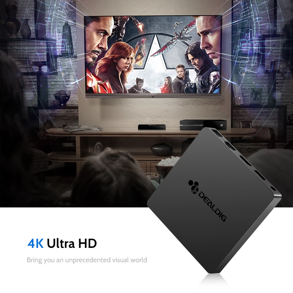 DEALDIG BOXD7 Смарт ТВ приставка Android 7,1 Allwinner H6 3 ГБ 16 ГБ 32 ГБ приставка HDMI Голосовое управление приставка 4K медиаплеер