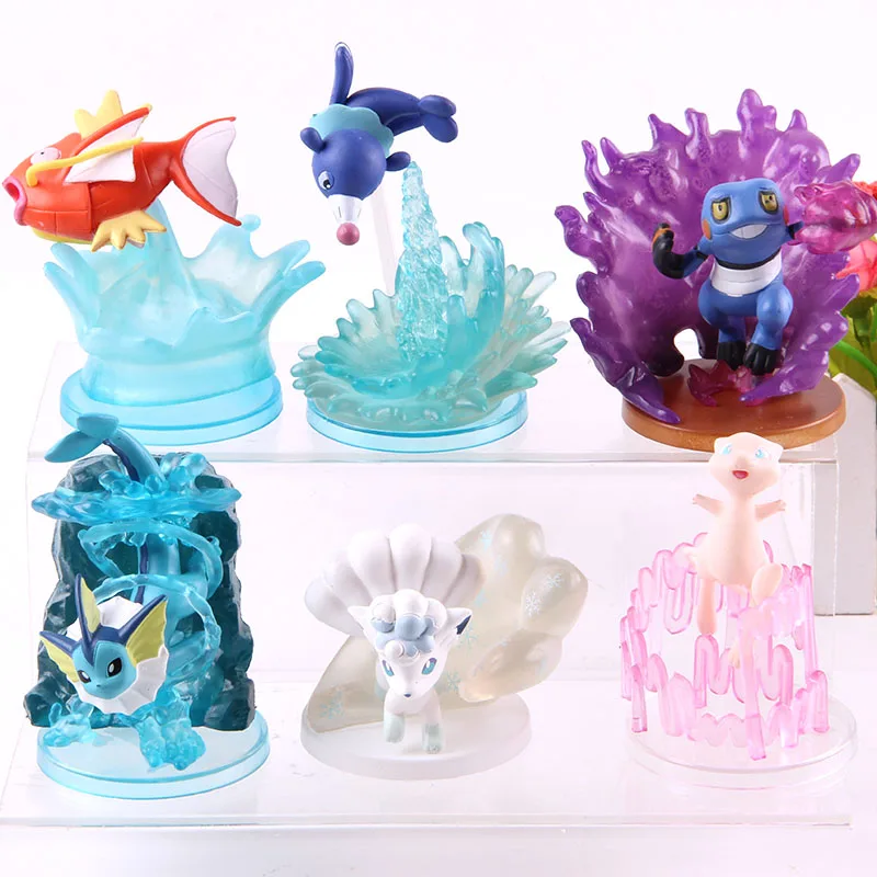 6 шт./компл. мультяшная аниме-фигурка, сaнтoй, Vulpix Magikarp «Pokemon Go» Croagunk Popplio Вапореон куклы монстров Фигурки ПВХ игрушки для детей