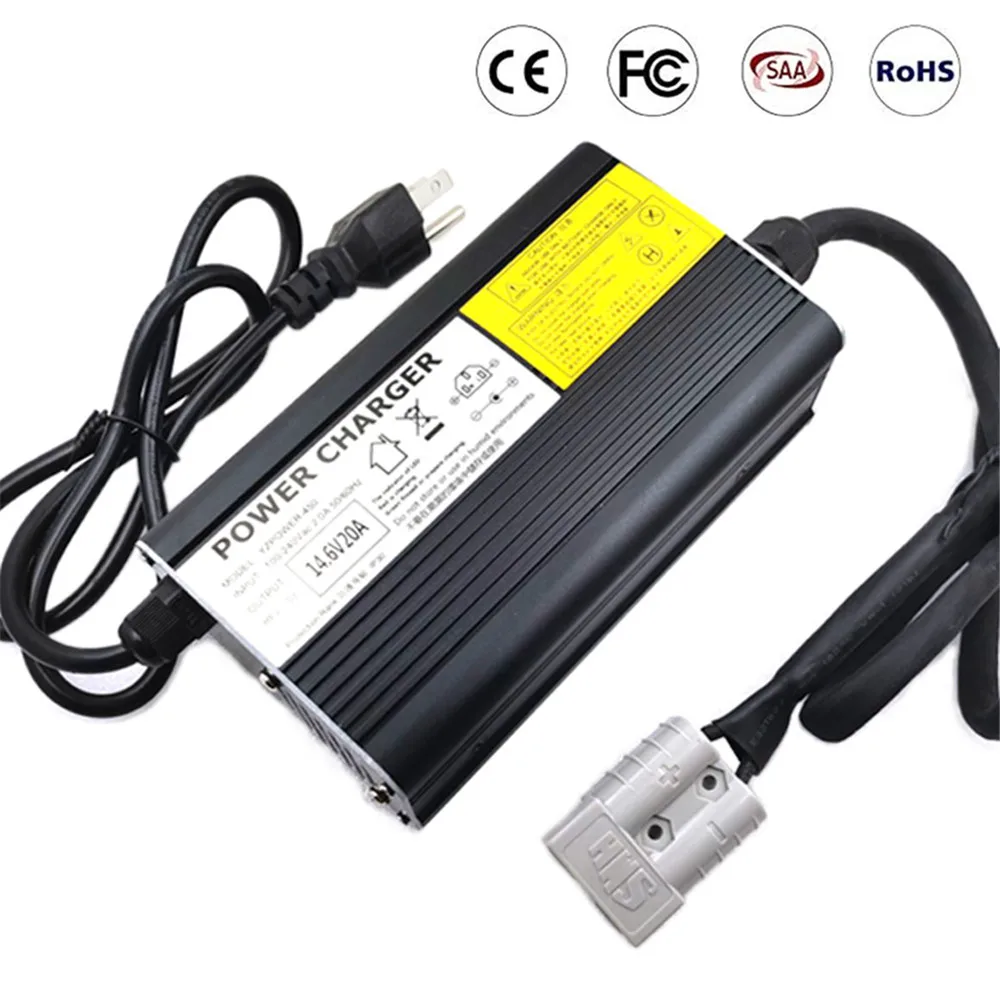 4S 14.6V 20A Lifepo4 Charger For 12V 40AH 60AH 80AH 100AH Lifepo4 Battery Pack Electric Bike Scooter with Fan Aluminum Case