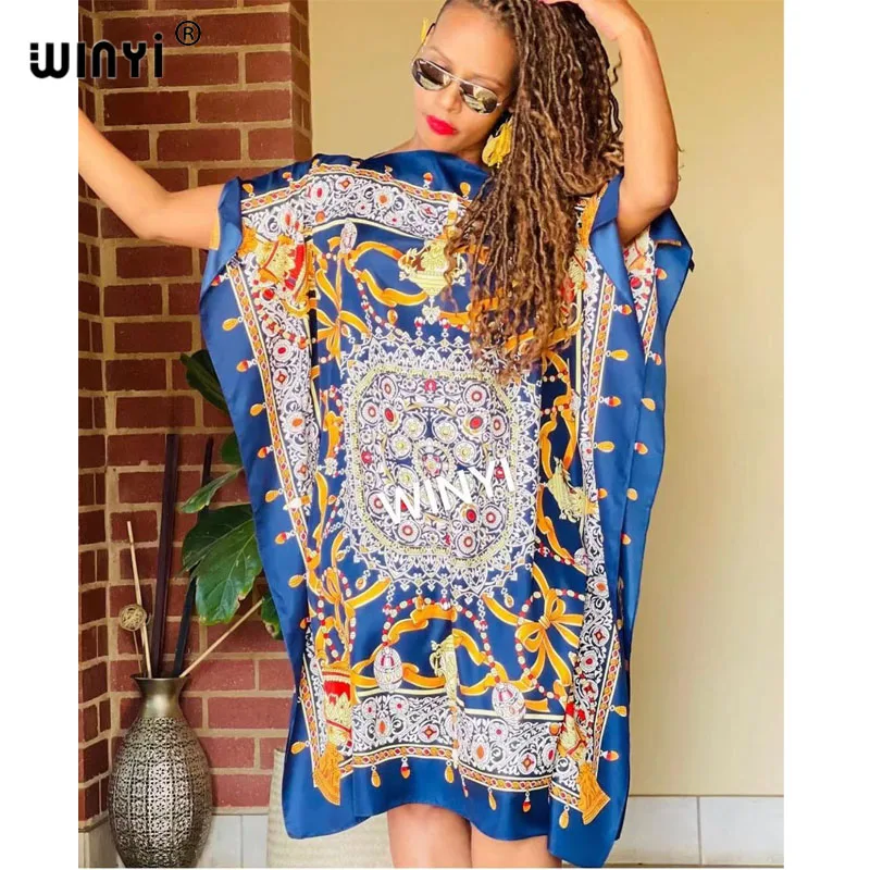 Printed Dresses For Women 2021 Fashion Design Loose Dress Batwing Maxi Long Femme Vestidos Summer Autumn Party Elegant Dress