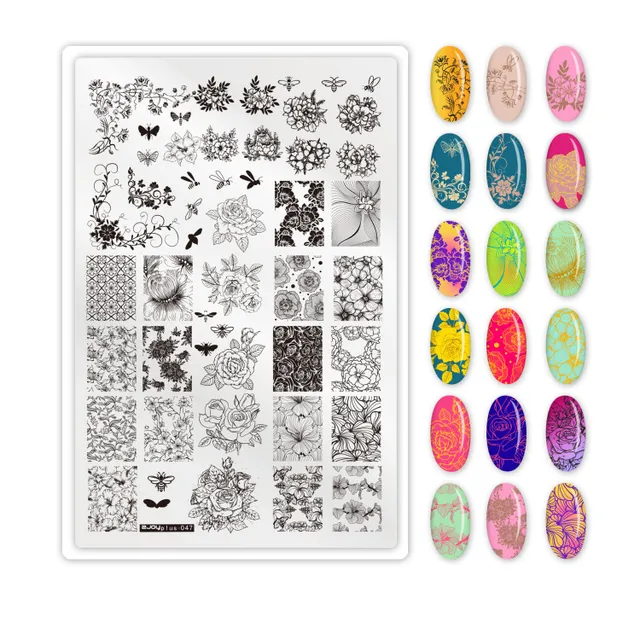 1PC**9.5X14.5cm Nail Art Stamping Plate 304 Stainless Steel Templates  Plates Image--Unique Design/Lace design nail Stamp Plate 47