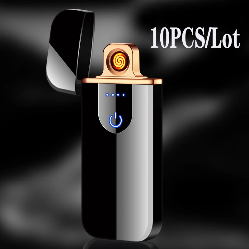 

10PCS/Lot USB Mini Windproof Lighter Smart Touch Sensor Induction Combination Purchase Vape Cigarette Ultra-thin Metal Men Gifts
