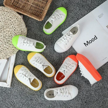 

Children Girls Boys Slip On Canvas Shoes For Toddler Baby White Orange Candy Color Casual Sneakers Sports Shoes New 1-8 Years