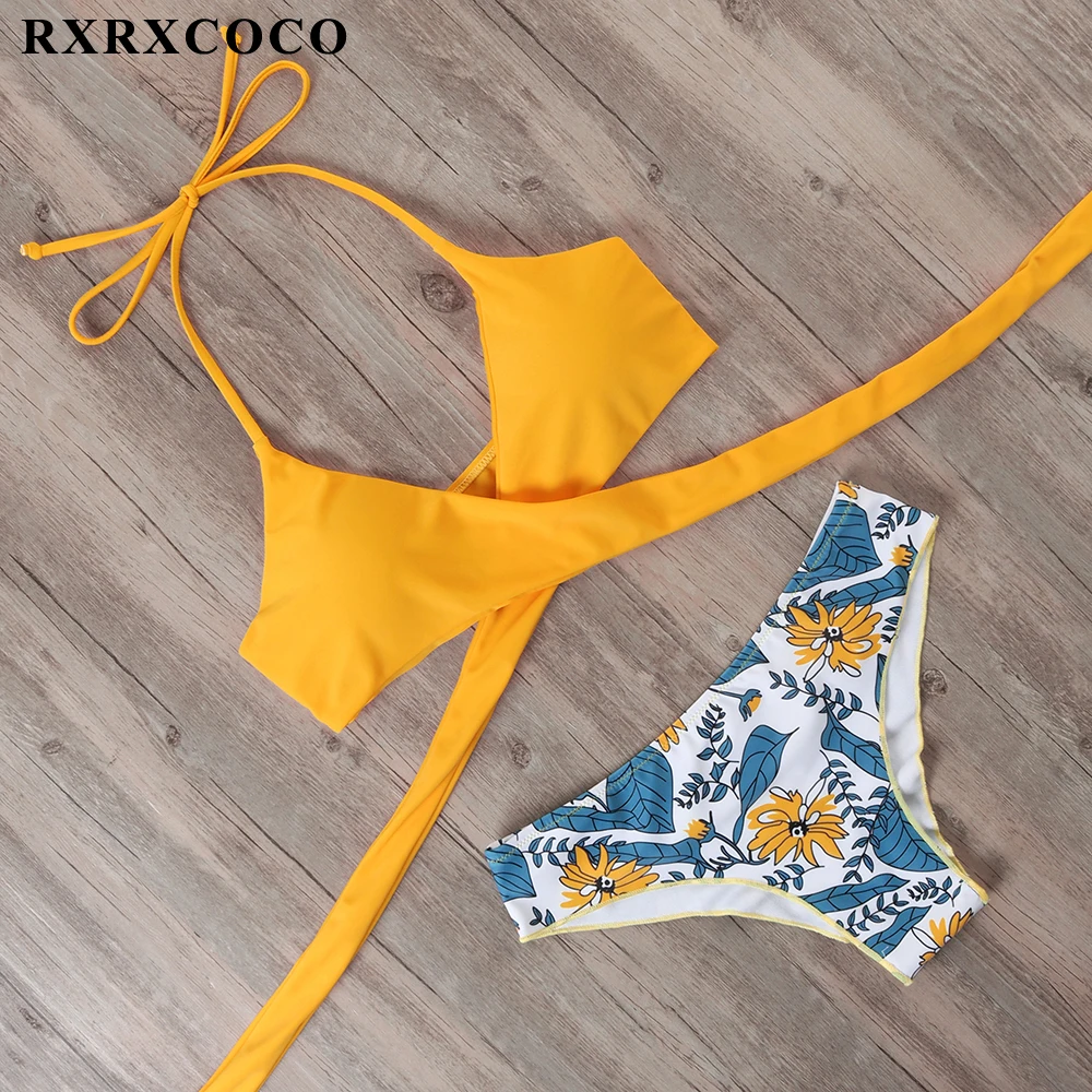 RXRXCOCO, Хит, купальник, бандаж, бикини, сексуальная пляжная одежда, женский купальник с принтом, купальный костюм, бразильский комплект бикини, Maillot De Bain