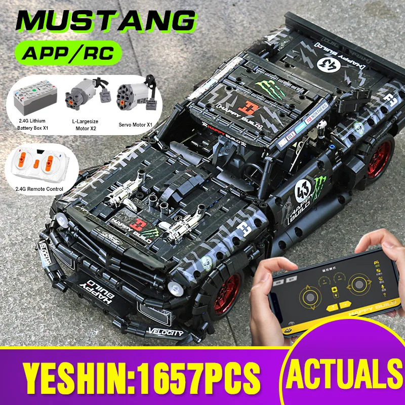 MOC-22970 Led Кирпичи Модель Совместимость Technic RC Ford Mustang Hoonicorn РТР V2 городской автомобиль строительные блоки игрушка "сделай сам" для детей MOC-22970 Led Кирпичи Модель Совместимость Technic RC Ford Mustang Hoonicorn РТР V2 городской автомобиль строительные блоки игрушка "сделай сам" для детей