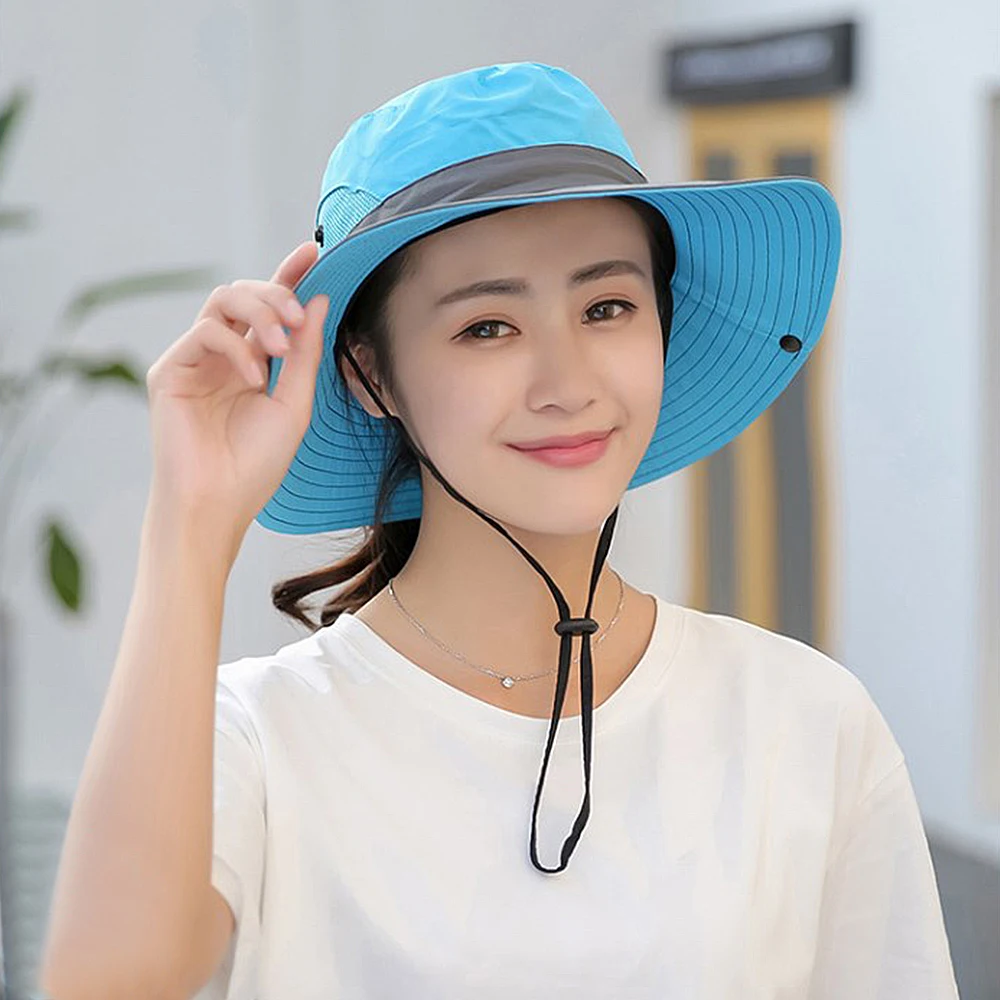 Sun Hat Wide Brim Boonie Hat Women UV protection Summer Cap for Beach Travel Hiking Camping Gardening Female
