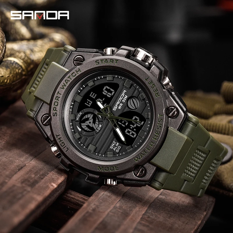 Часы наручные SANDA мужские электронные в стиле G Shock брендовые цифровые спортивные