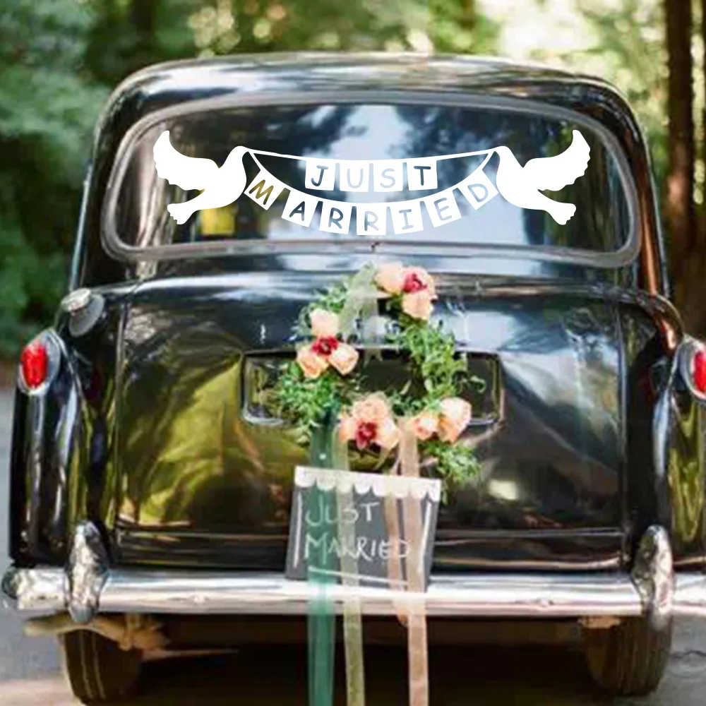 

Fashion Just Married Stickers For Cars Motorcycle Decorative Stickers Car Window Rearview Mirror Decals