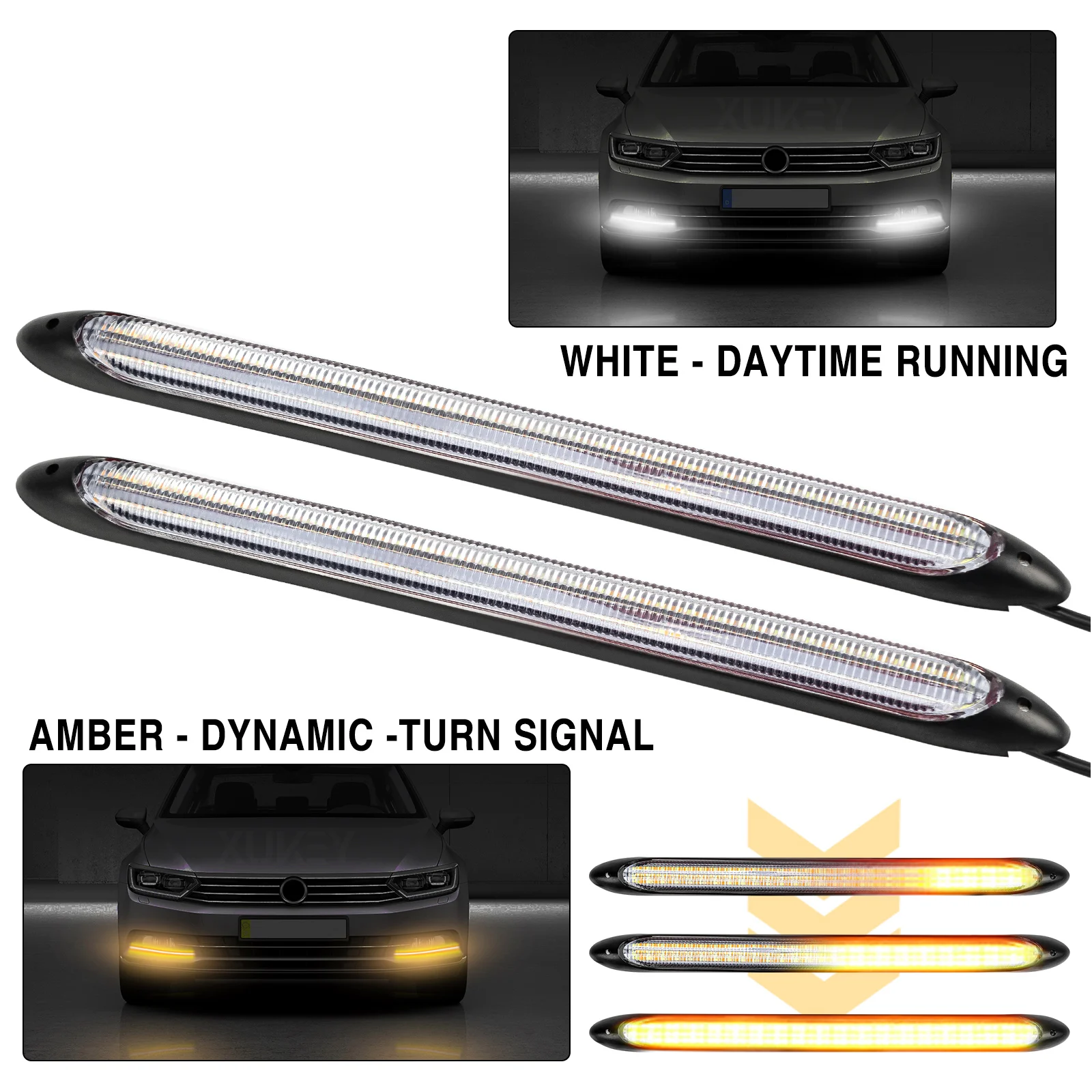 

Car DRL LED Daytime Running Light Flowing Yellow Turn Signal White Headlight Strip Light For Nissan Qashqai Dualis X-Trail Rogue