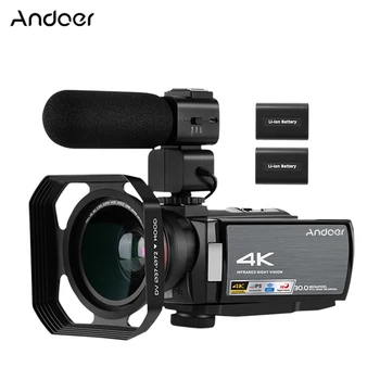 

Andoer 4K DV Recorder WiFi Digital Video Camera Camcorder 30MP 16X Night Vision with Batteries Wide Angle Lens Microphone
